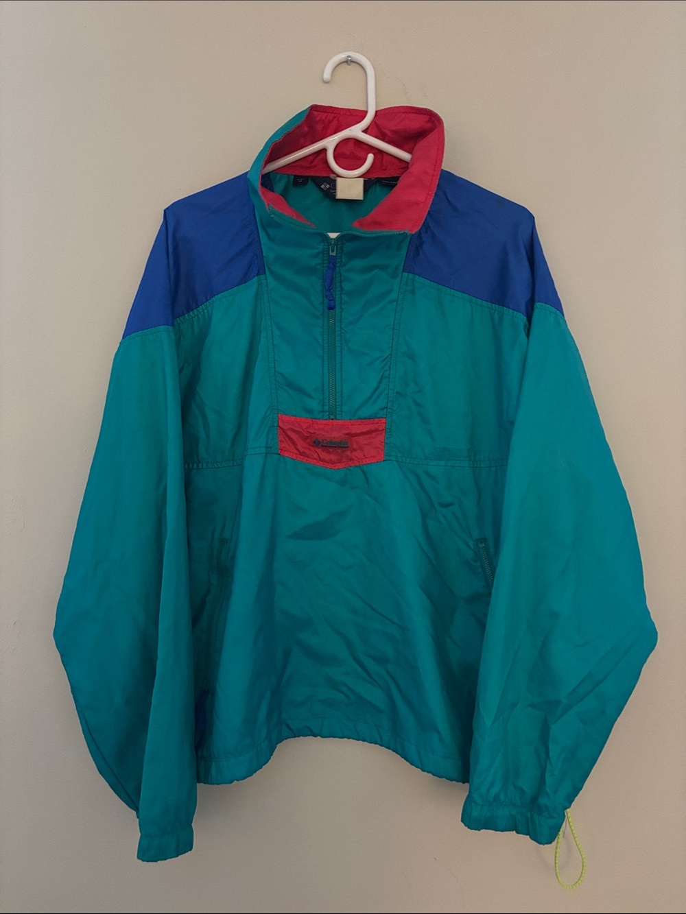 VINTAGE Columbia Teal Jacket with Red Accents